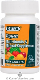 Deva Nutrition Vegan Tiny Tablets Multivitamin & Mineral Supplement Not Certified Kosher 90 Tablets  